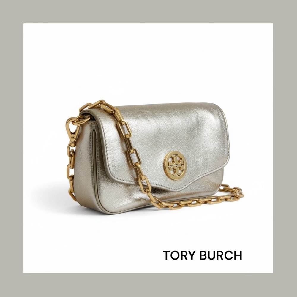 TORY BURCH gold texture leather mini bag clutch crossbody NEW Christmas Gift